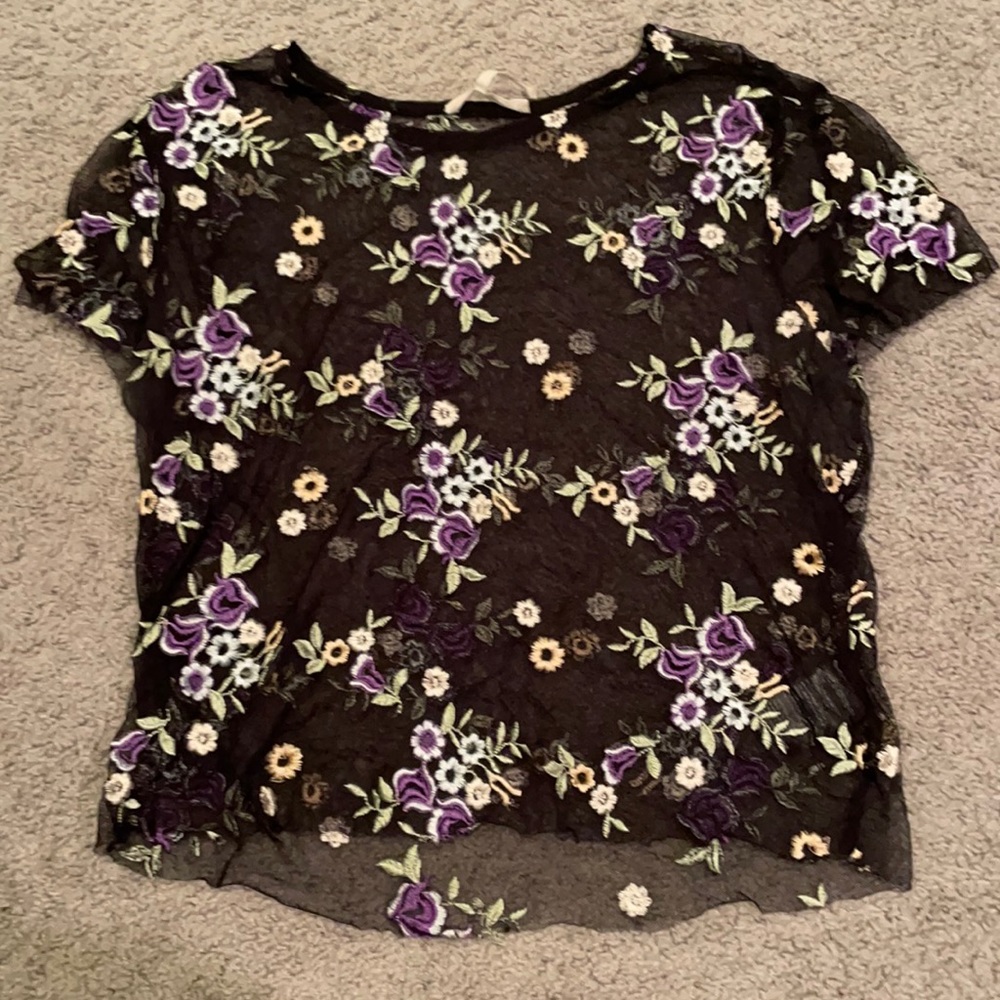 Floral mesh top